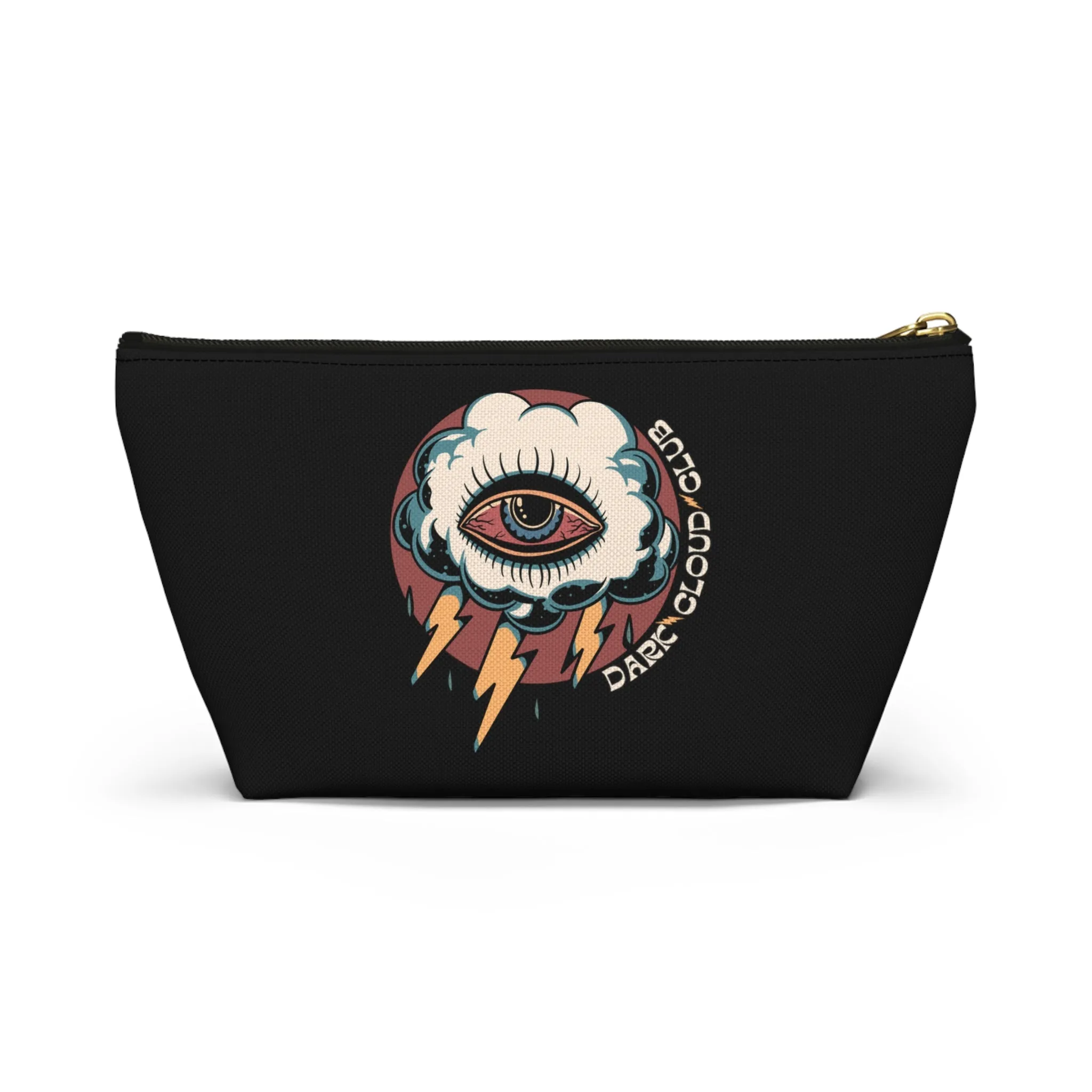 Dark Cloud Club Tattoo Accessory Pouch with T-bottom / Dark Cloud Lightning Eye Makeup Bag Vintage Traditional Tattoo / Punk Rock Bag