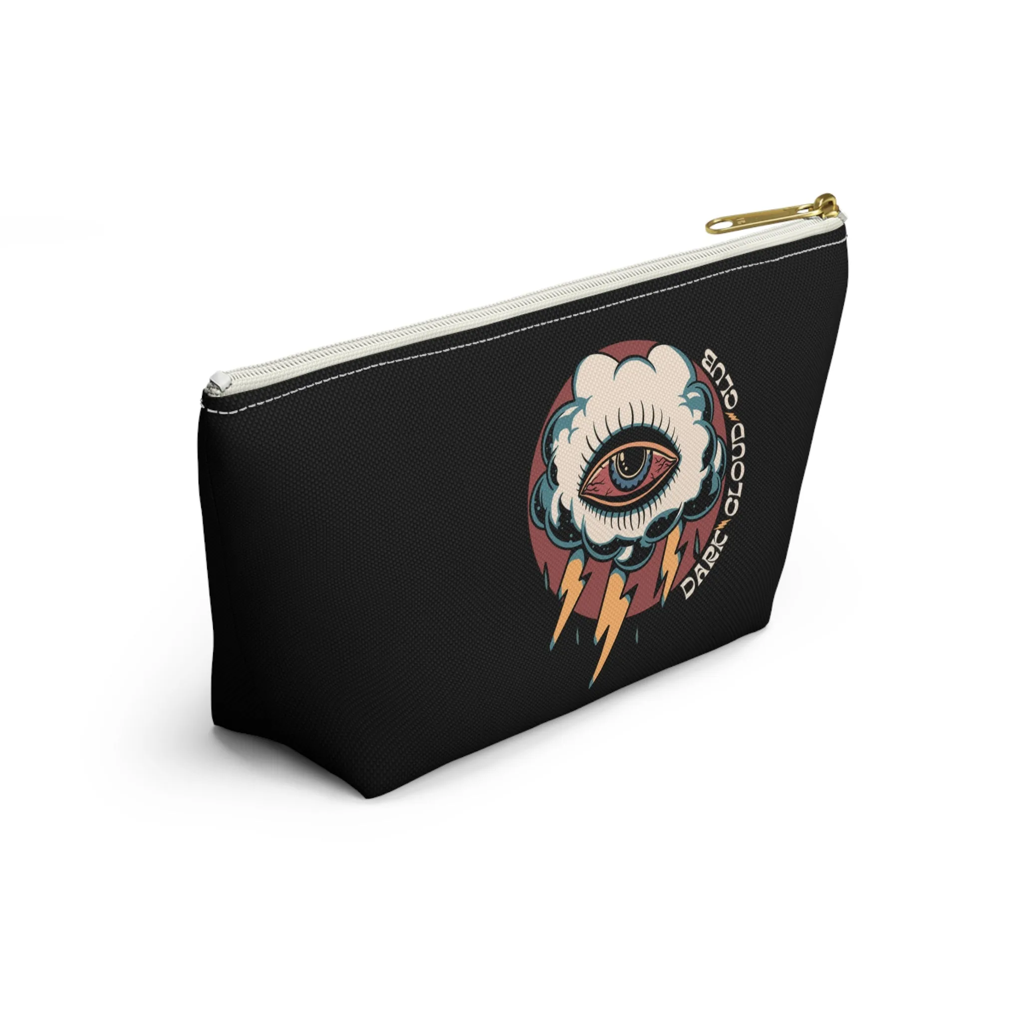 Dark Cloud Club Tattoo Accessory Pouch with T-bottom / Dark Cloud Lightning Eye Makeup Bag Vintage Traditional Tattoo / Punk Rock Bag