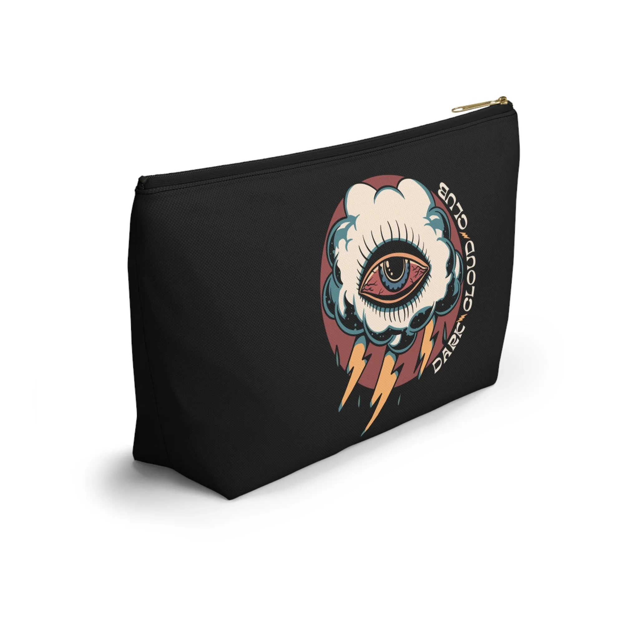 Dark Cloud Club Tattoo Accessory Pouch with T-bottom / Dark Cloud Lightning Eye Makeup Bag Vintage Traditional Tattoo / Punk Rock Bag