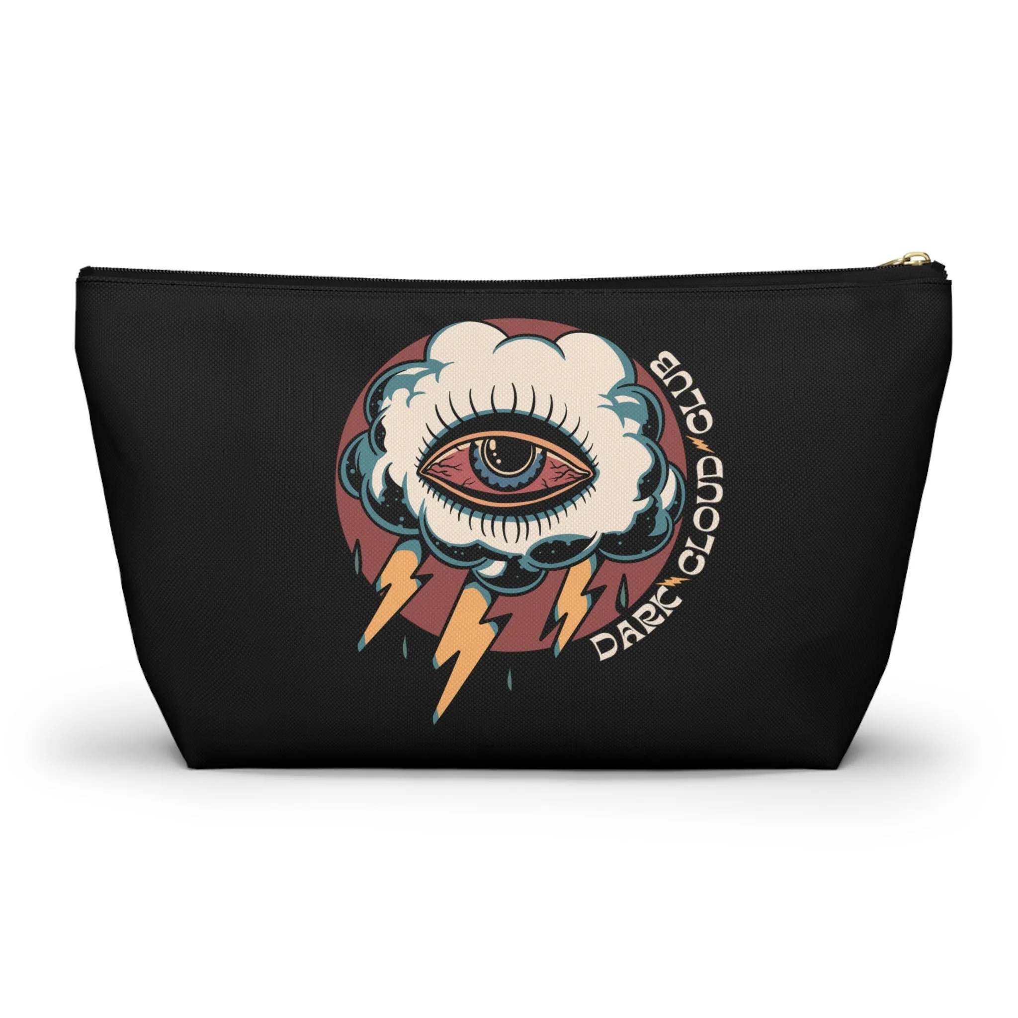 Dark Cloud Club Tattoo Accessory Pouch with T-bottom / Dark Cloud Lightning Eye Makeup Bag Vintage Traditional Tattoo / Punk Rock Bag