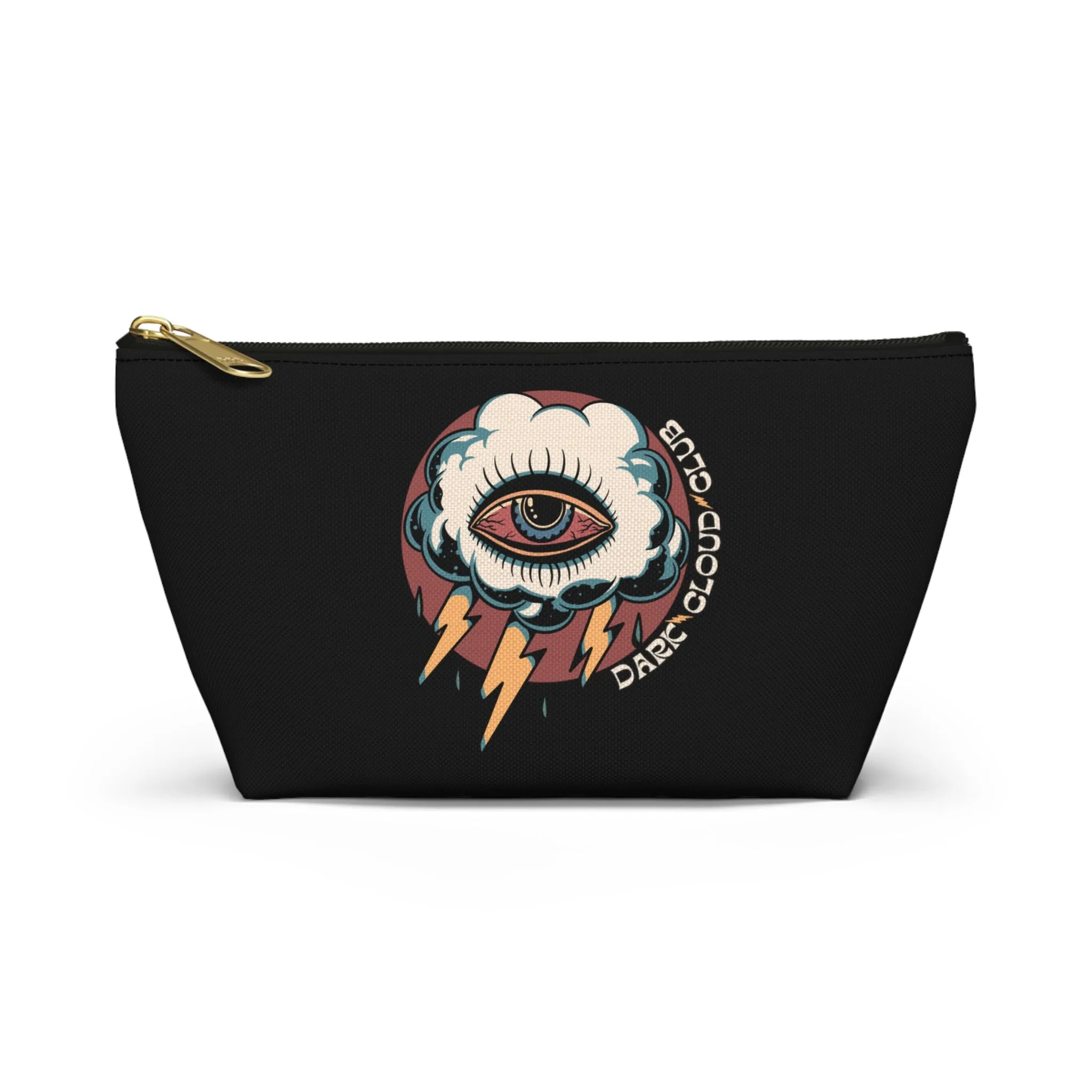 Dark Cloud Club Tattoo Accessory Pouch with T-bottom / Dark Cloud Lightning Eye Makeup Bag Vintage Traditional Tattoo / Punk Rock Bag