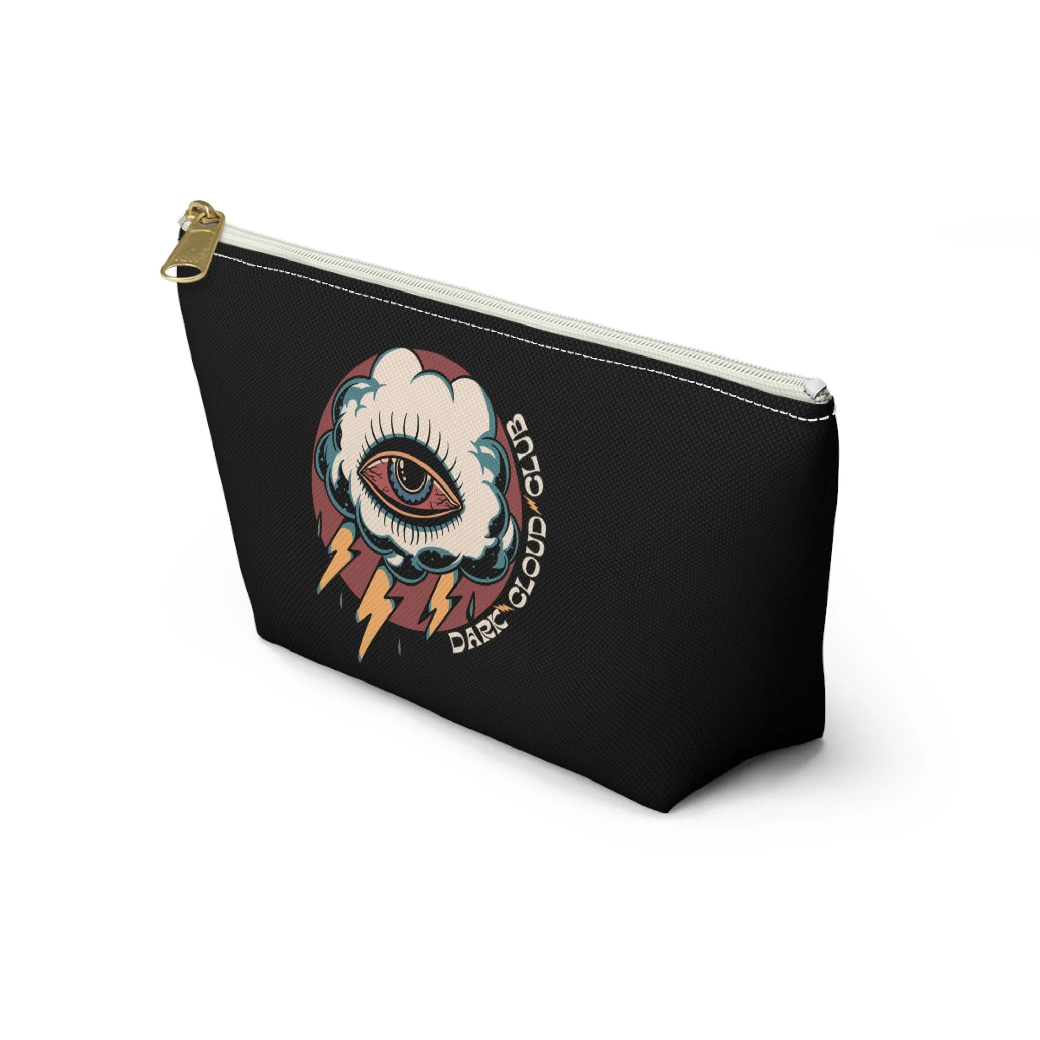 Dark Cloud Club Tattoo Accessory Pouch with T-bottom / Dark Cloud Lightning Eye Makeup Bag Vintage Traditional Tattoo / Punk Rock Bag