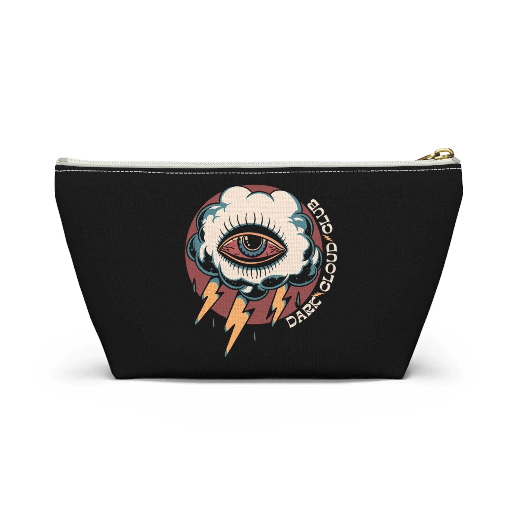 Dark Cloud Club Tattoo Accessory Pouch with T-bottom / Dark Cloud Lightning Eye Makeup Bag Vintage Traditional Tattoo / Punk Rock Bag