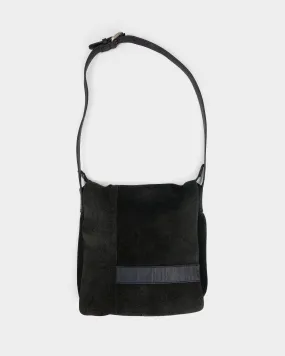 Dirk Bikkembergs Raw Black Suede Side Bag 2000's