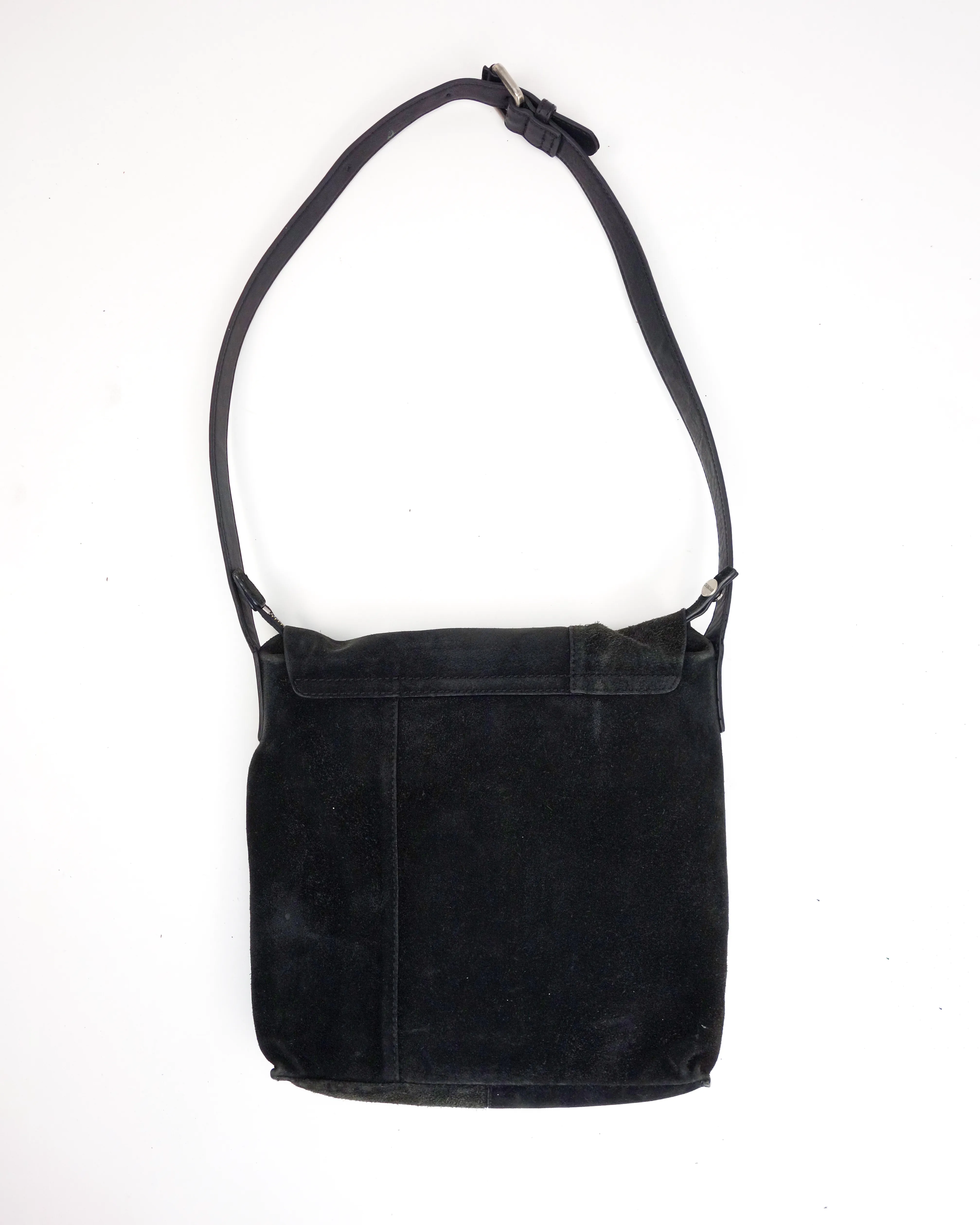 Dirk Bikkembergs Raw Black Suede Side Bag 2000's