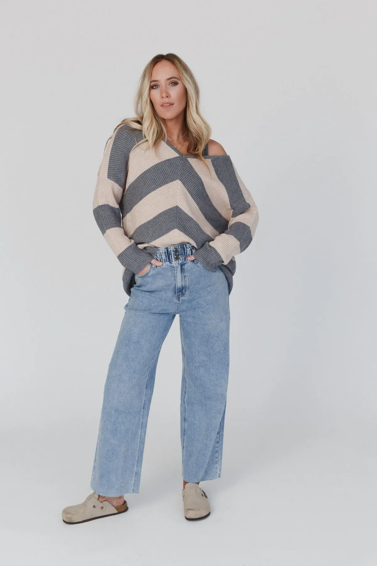 Dusty Paper Bag Waist Jeans - Light Denim