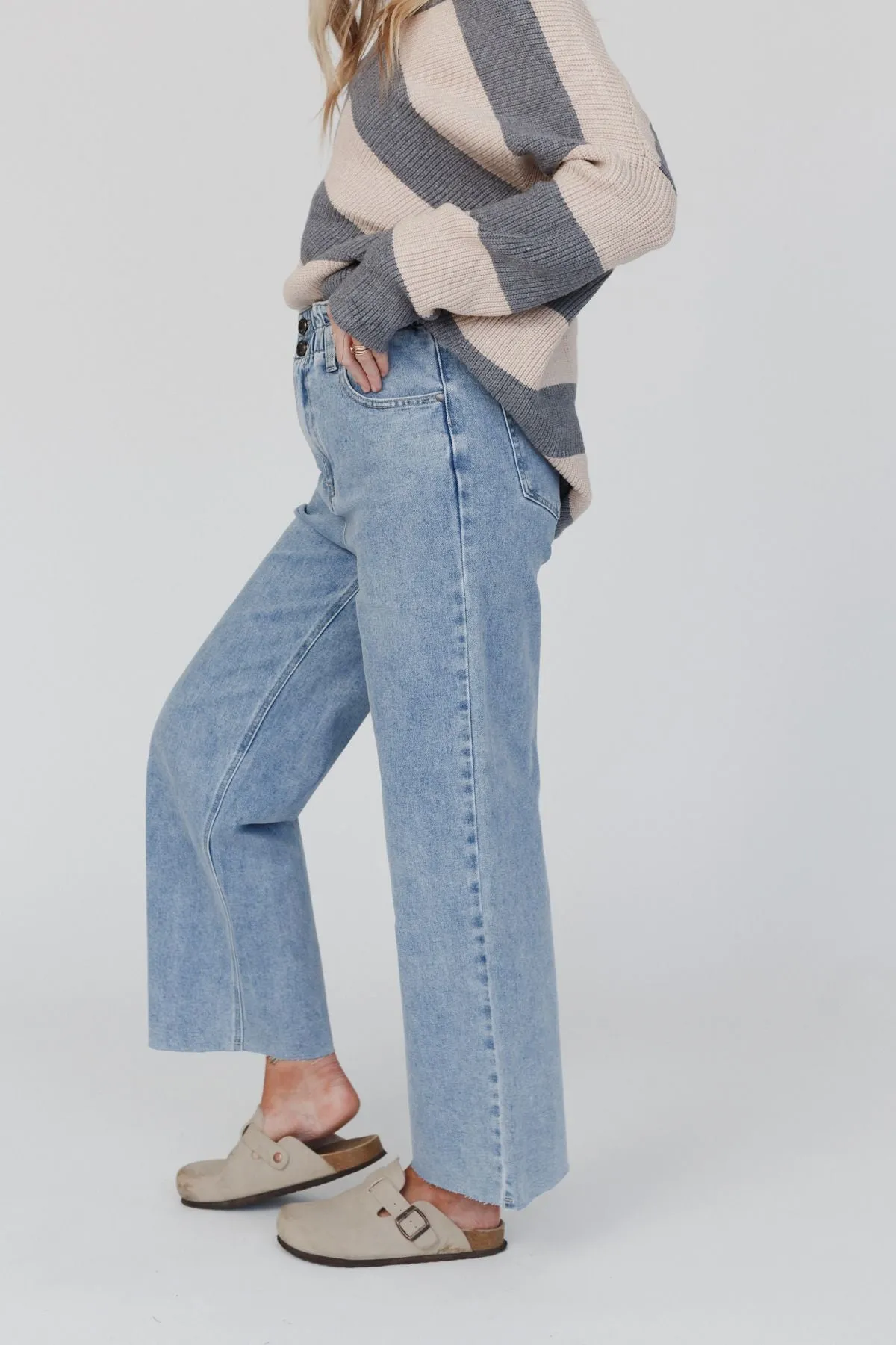 Dusty Paper Bag Waist Jeans - Light Denim