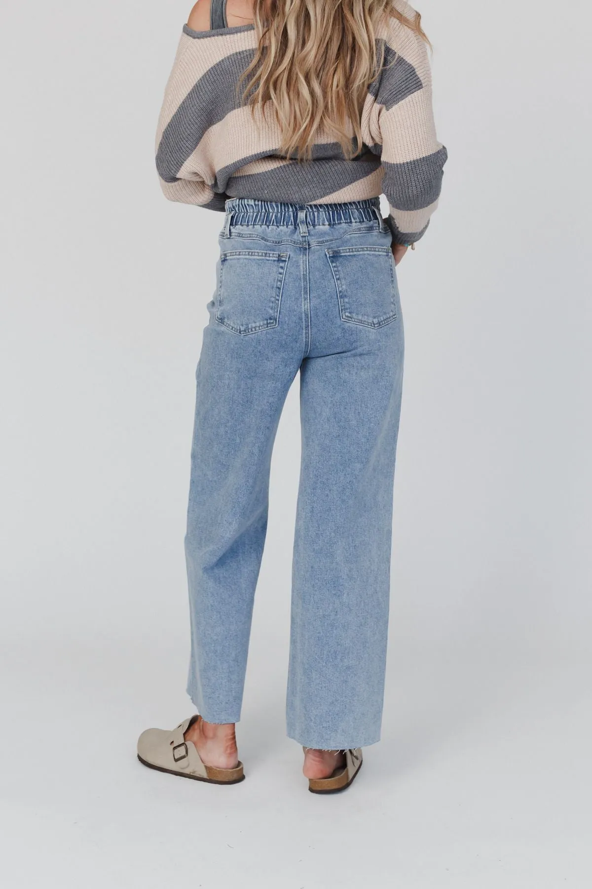 Dusty Paper Bag Waist Jeans - Light Denim