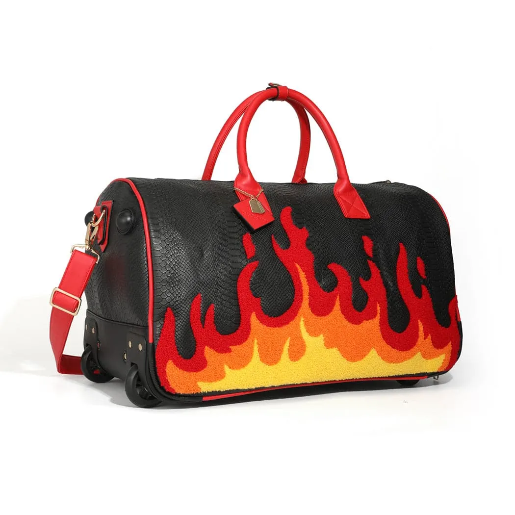 Exclusive Red Fire Backpack & Rolling Duffle Set