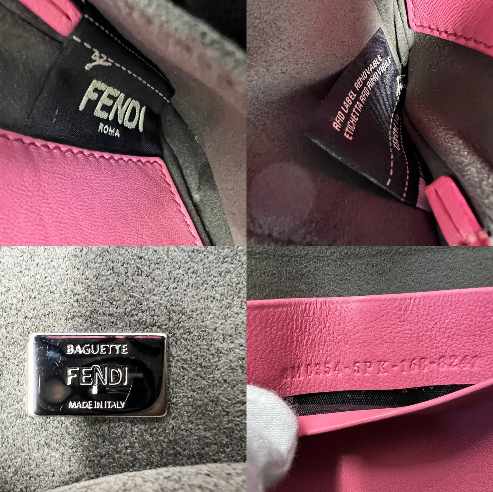 Fendi Micro Baguette Pink Shearling Fur Bag