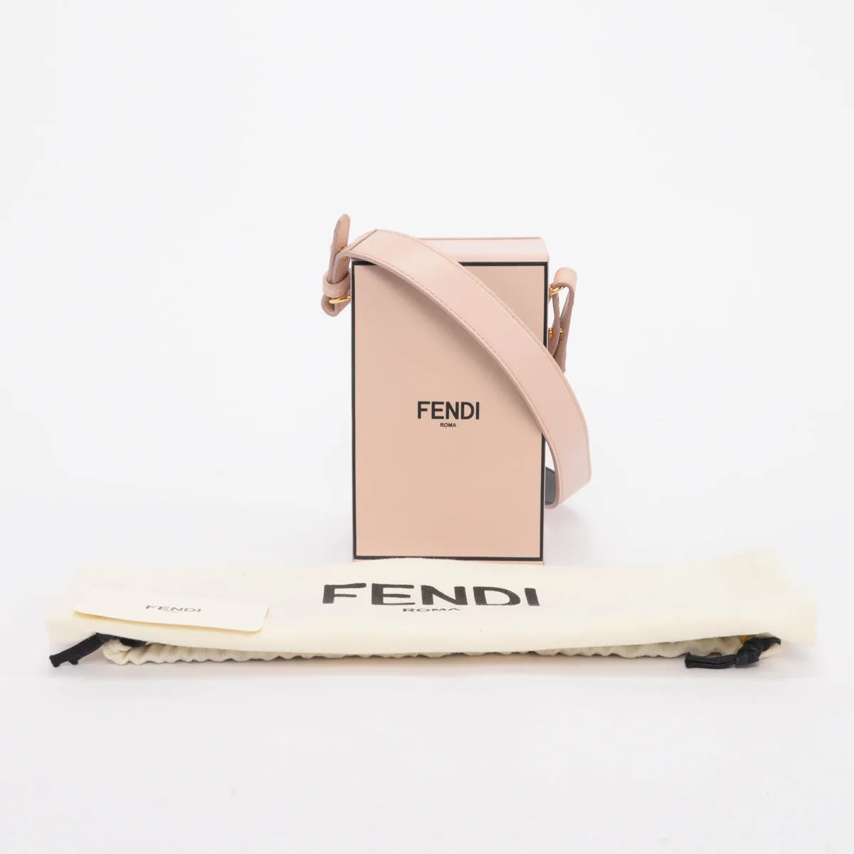 Fendi Rosa Quarzo Calfskin Fluffy Logo Vertical Box Bag