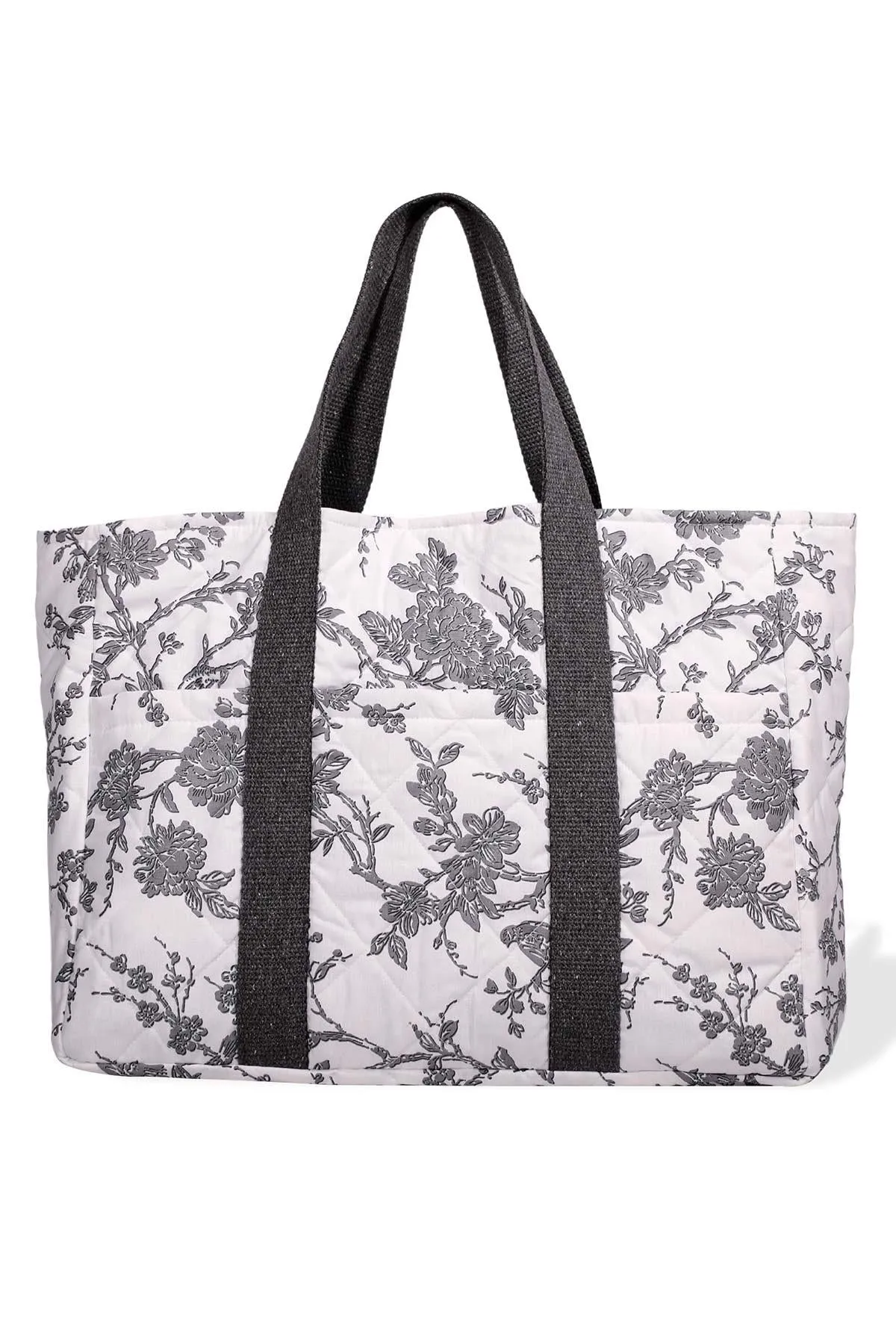 Floral Print Hand Shoulder Cotton Tote Bag Casual Large Capacity Daily Travel Shopping Bag,C-17