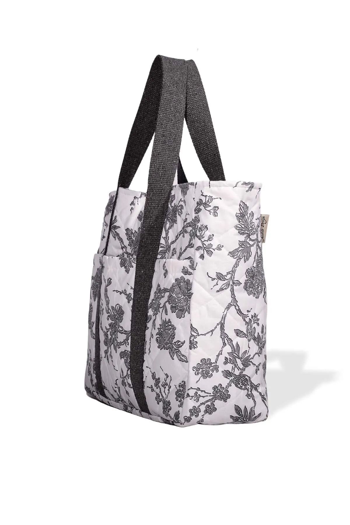 Floral Print Hand Shoulder Cotton Tote Bag Casual Large Capacity Daily Travel Shopping Bag,C-17