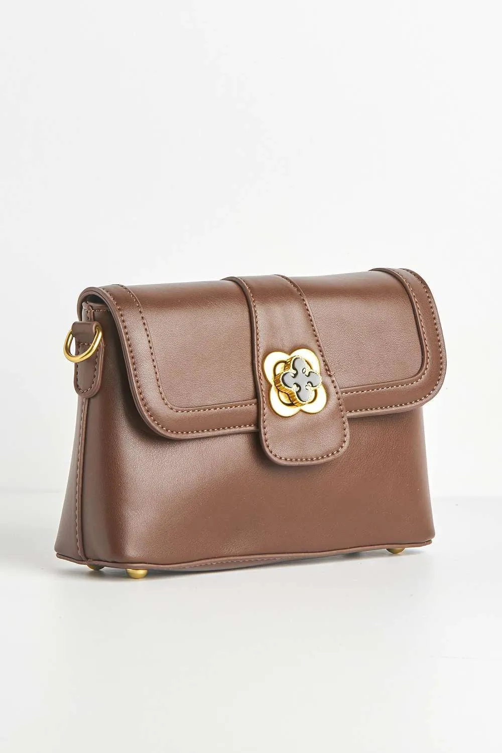 Floro Carlton Collecton Flower Brooch Clasp Bag in Brown