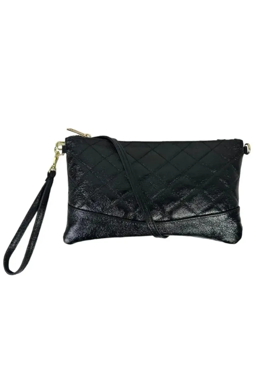 FRANNIE QUILTED CLUTCH BLACK