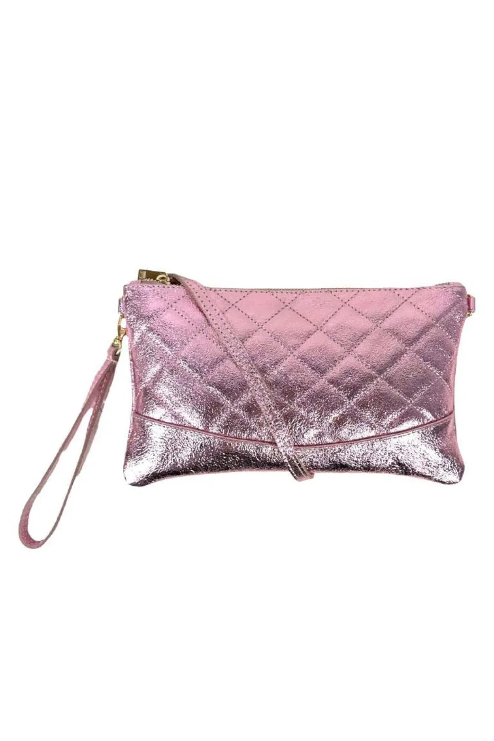 FRANNIE QUILTED CLUTCH LIGHT PINK