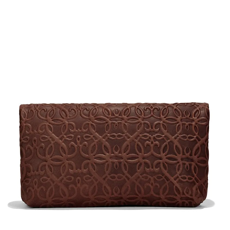 Gabriel Leather Fold Over Clutch, Brown