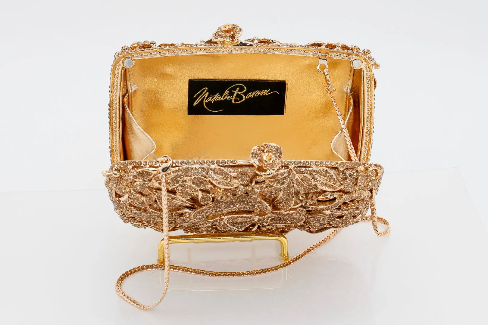 Gold and Diamond Floral Evening Bag