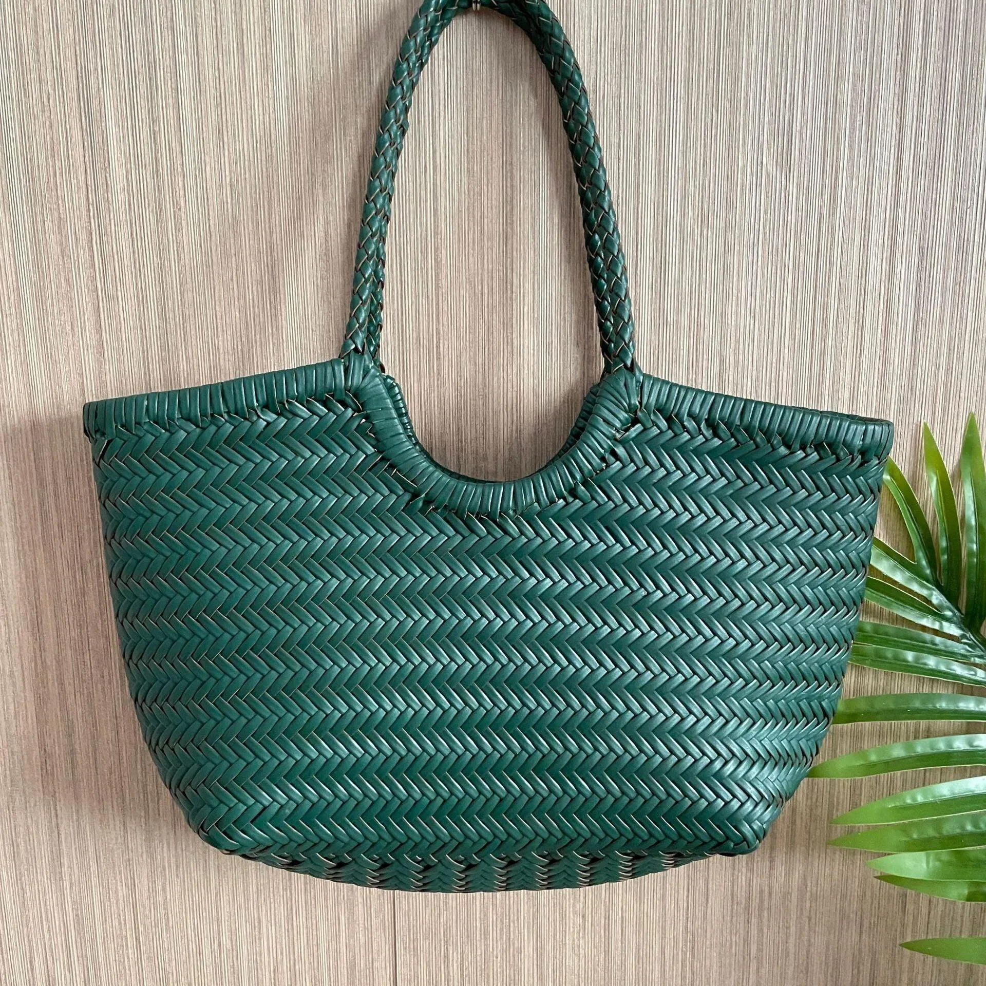 Handcrafted Woven Leather Tote Bag, Leather Hand Woven Triple Jump Bamboo Style Ladies HOBO Bag, Summer Holiday Bag, Women Woven Bag