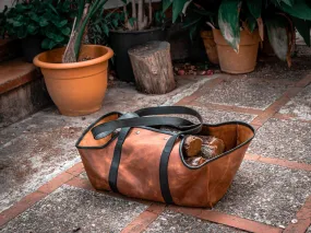 Handmade Leather Log Carrier: Effortless Firewood Bag for Easy Transport