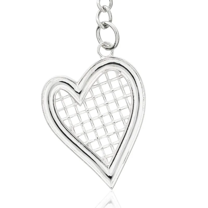 Heart Strings Key Ring and Bag tag Sterling Silver XL