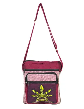 Hemp Leaf Patched Front Hemp Cotton Messenger Bag