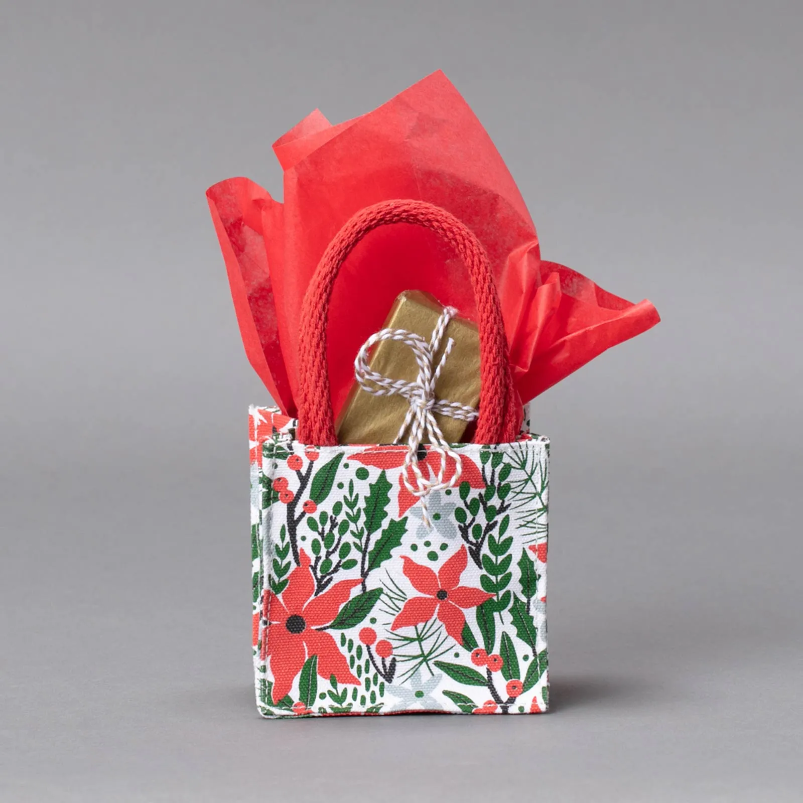 Holiday Poinsettia Small Reusable Itsy Bitsy Gift Bag