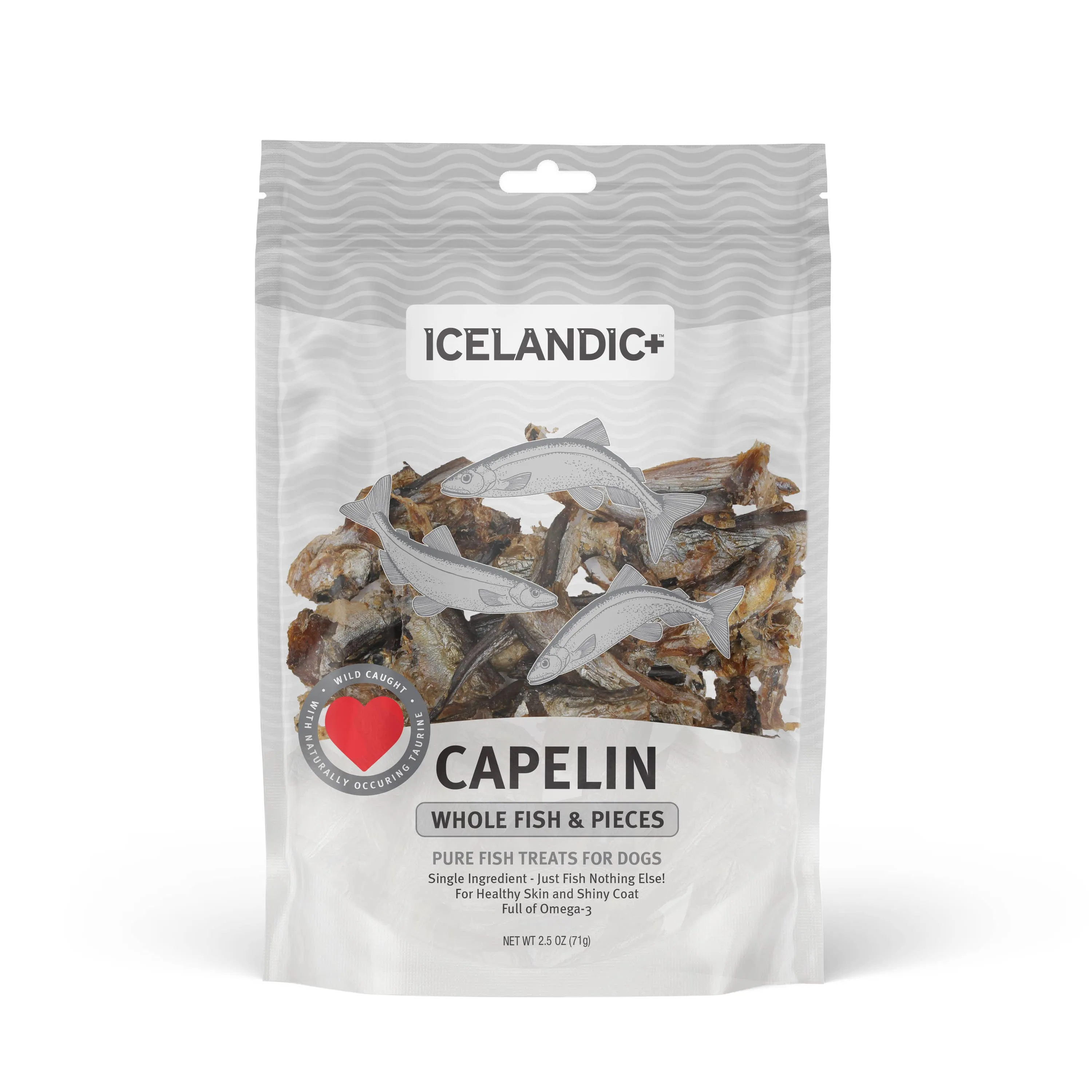 Icelandic  Capelin Whole Fish & Pieces Dog Treat: 2.5-oz Bag