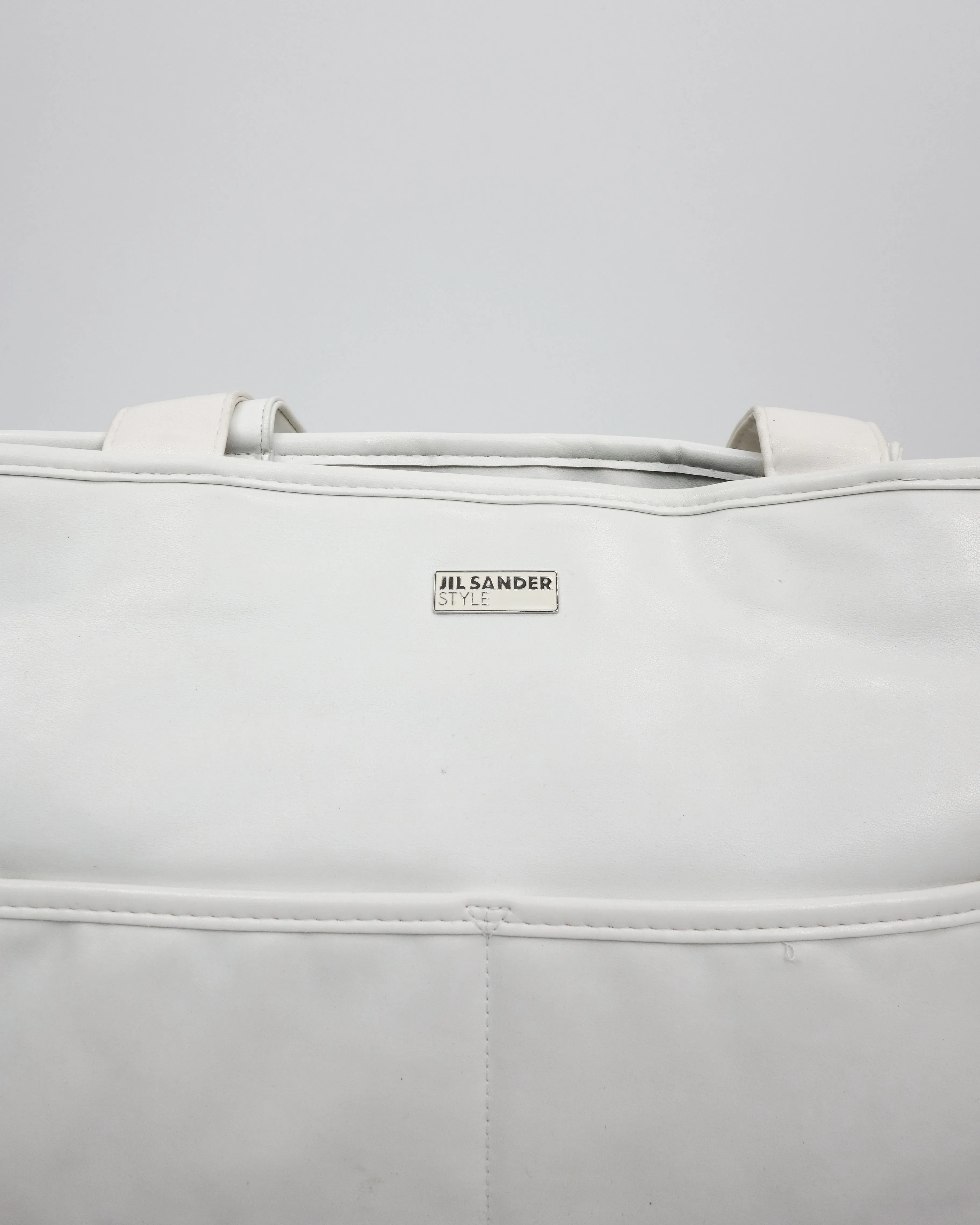 Jil Sander White Vegan Leather Wide Bag 2000's