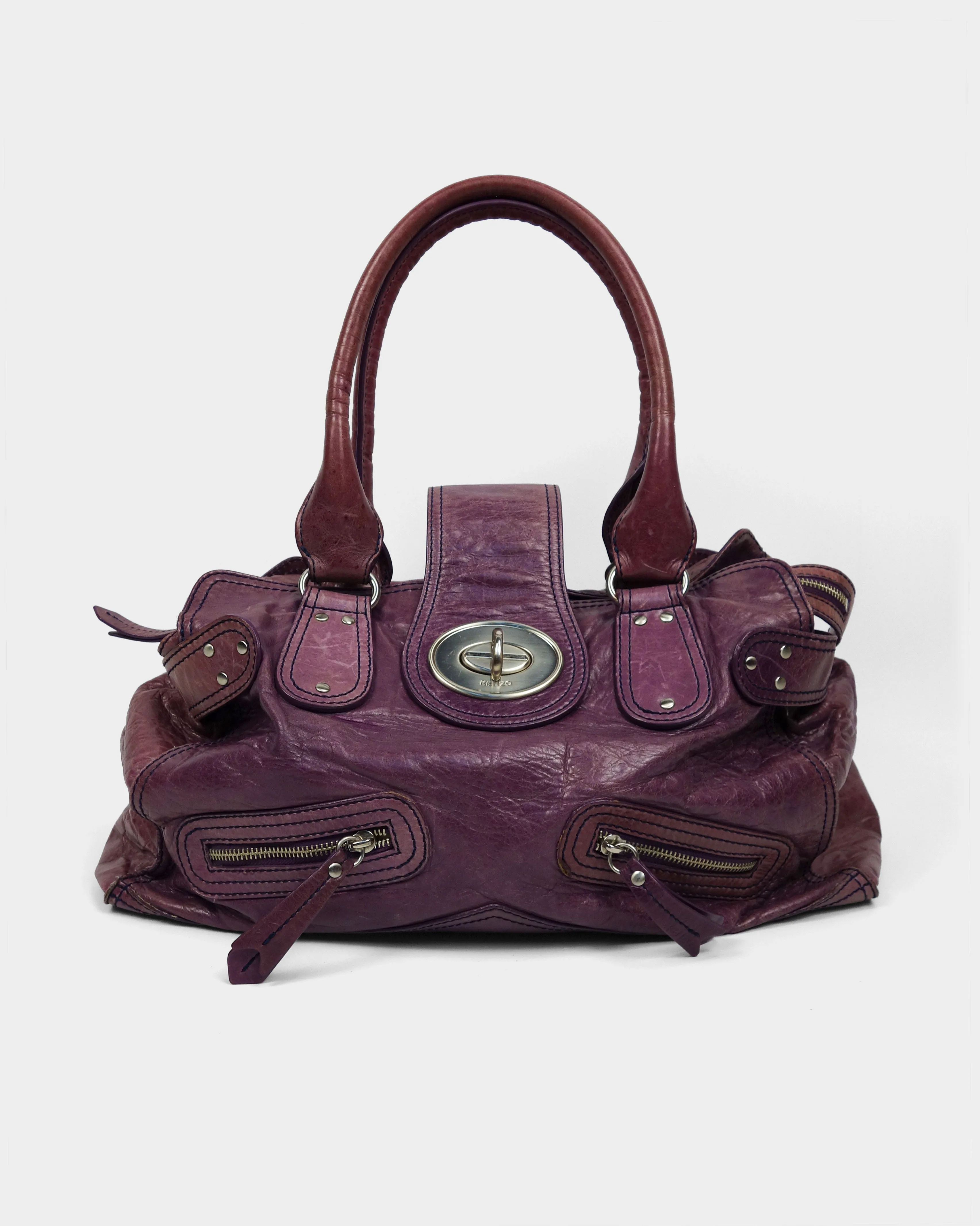 Kenzo Faded Purple   Silver Wide Bag 2000's