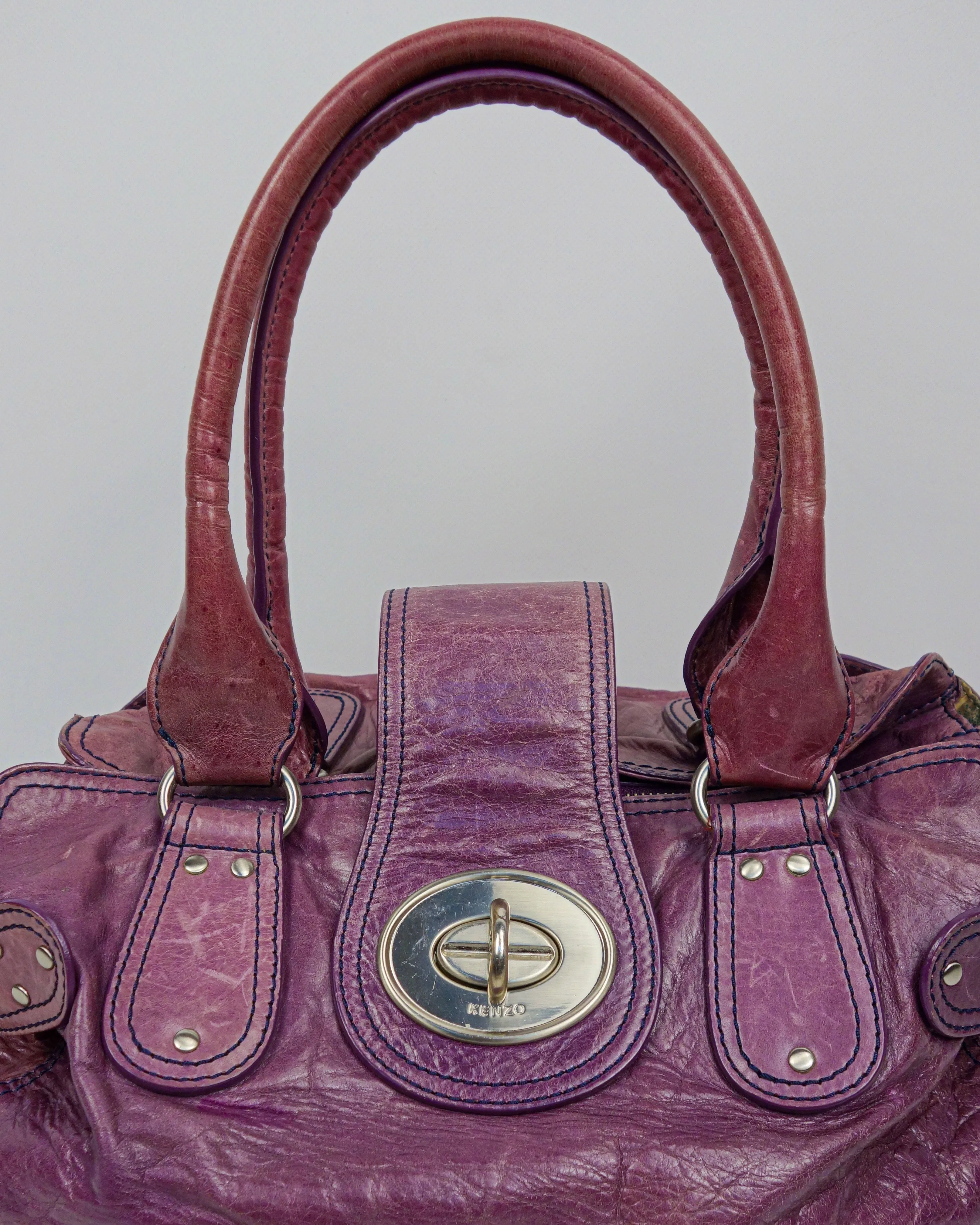 Kenzo Faded Purple   Silver Wide Bag 2000's