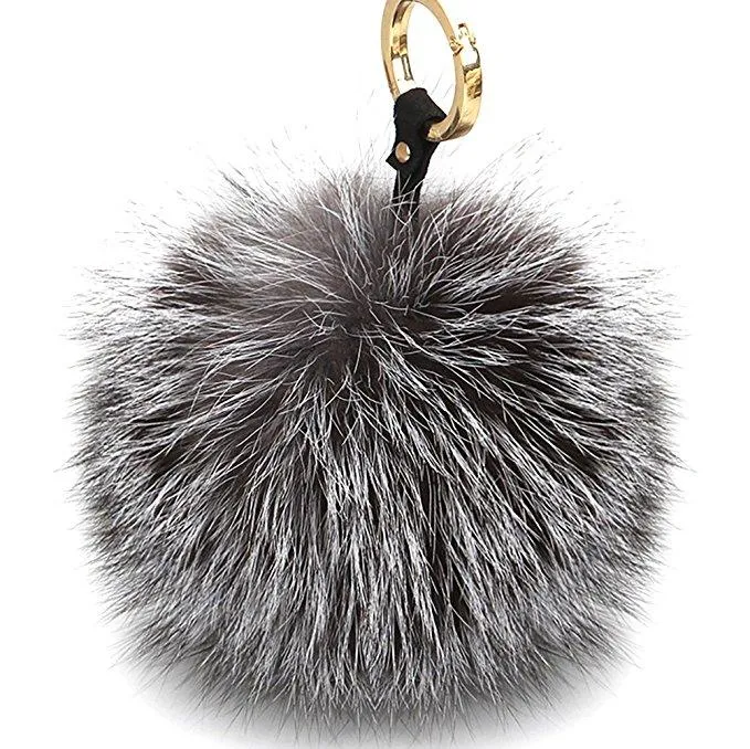 Kyi Kyi Fox-Fur Mega Pom Pom Bag Charm/Key Ring