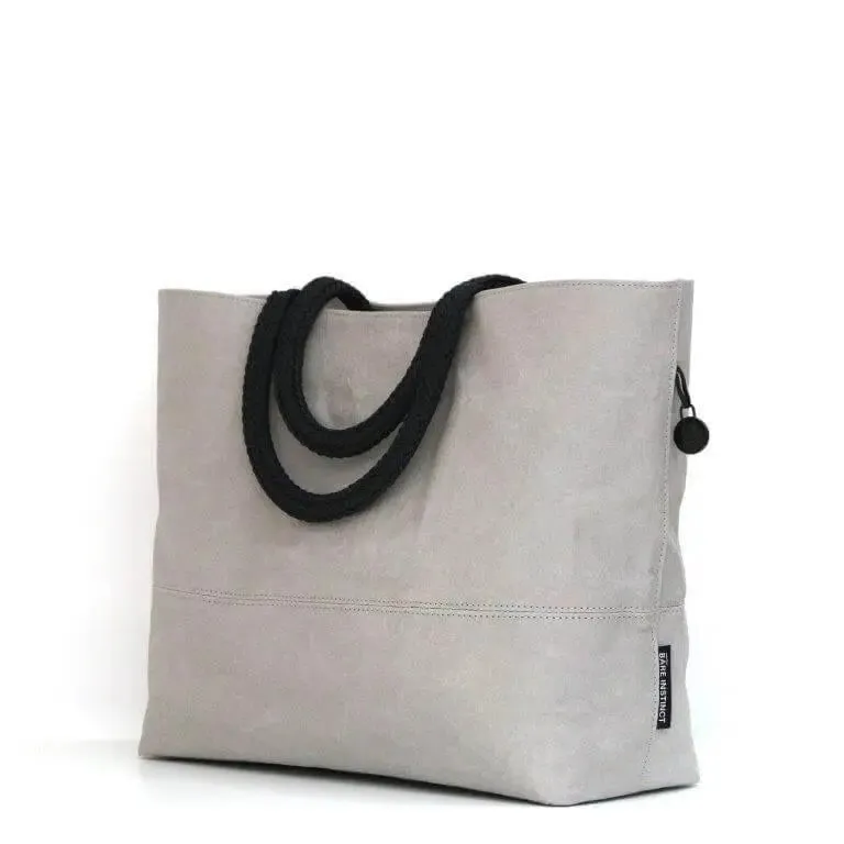 Light grey vegan washable paper bag by Bare Instinct