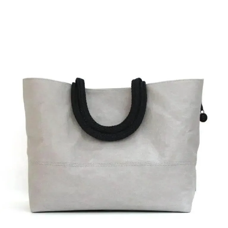 Light grey vegan washable paper bag by Bare Instinct