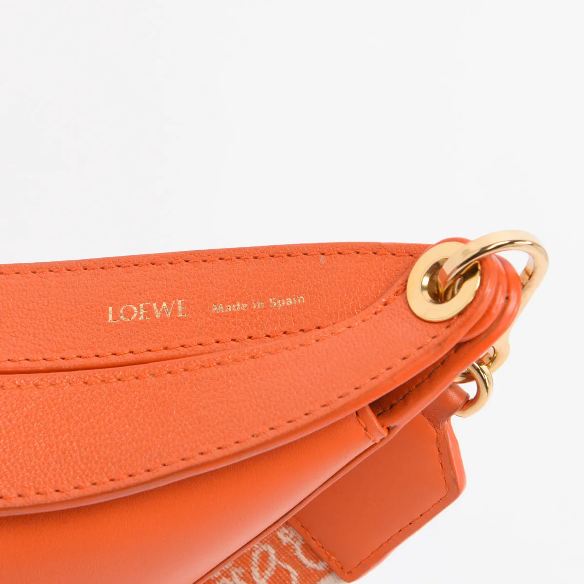 Loewe Orange Satin Calfskin Small Luna Bag   Strap