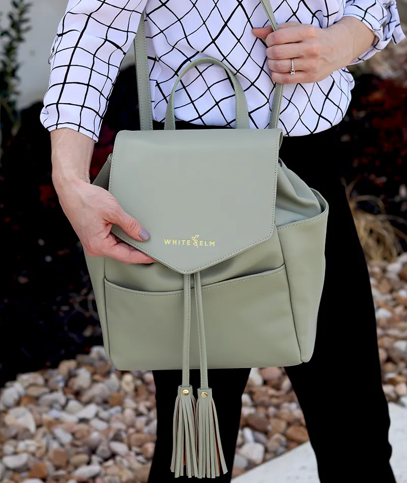 Luna Drawstring Backpack - Sage Green - [Outlet RETIRED Final Sale]