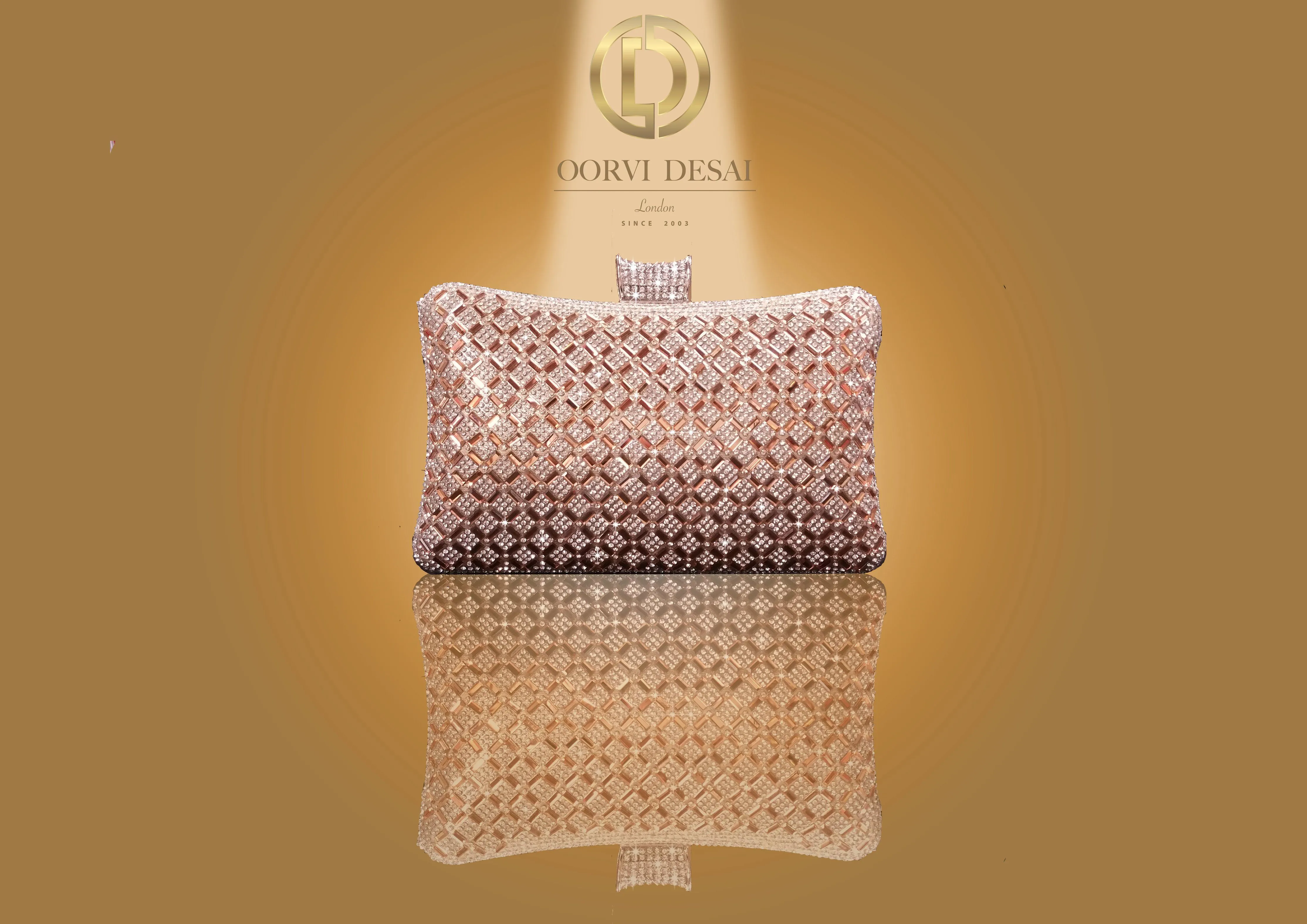 'Lustrous Diamante Clutch' by Oorvi Desai (OD - B 43 Red/ Gold/ Silver/ Black/ Blue)