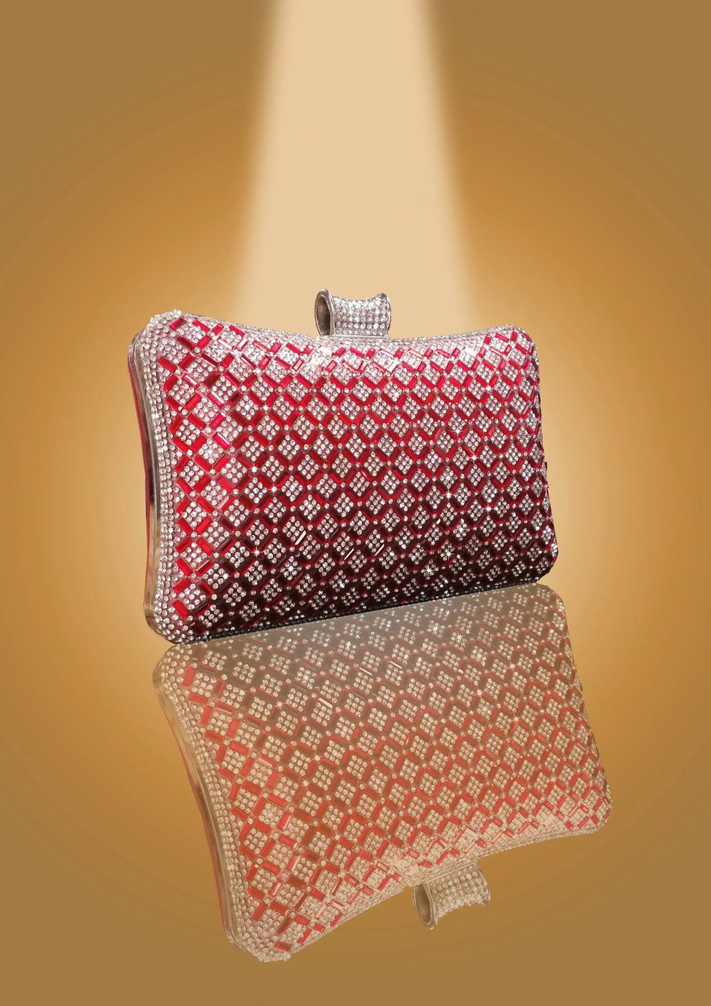 'Lustrous Diamante Clutch' by Oorvi Desai (OD - B 43 Red/ Gold/ Silver/ Black/ Blue)