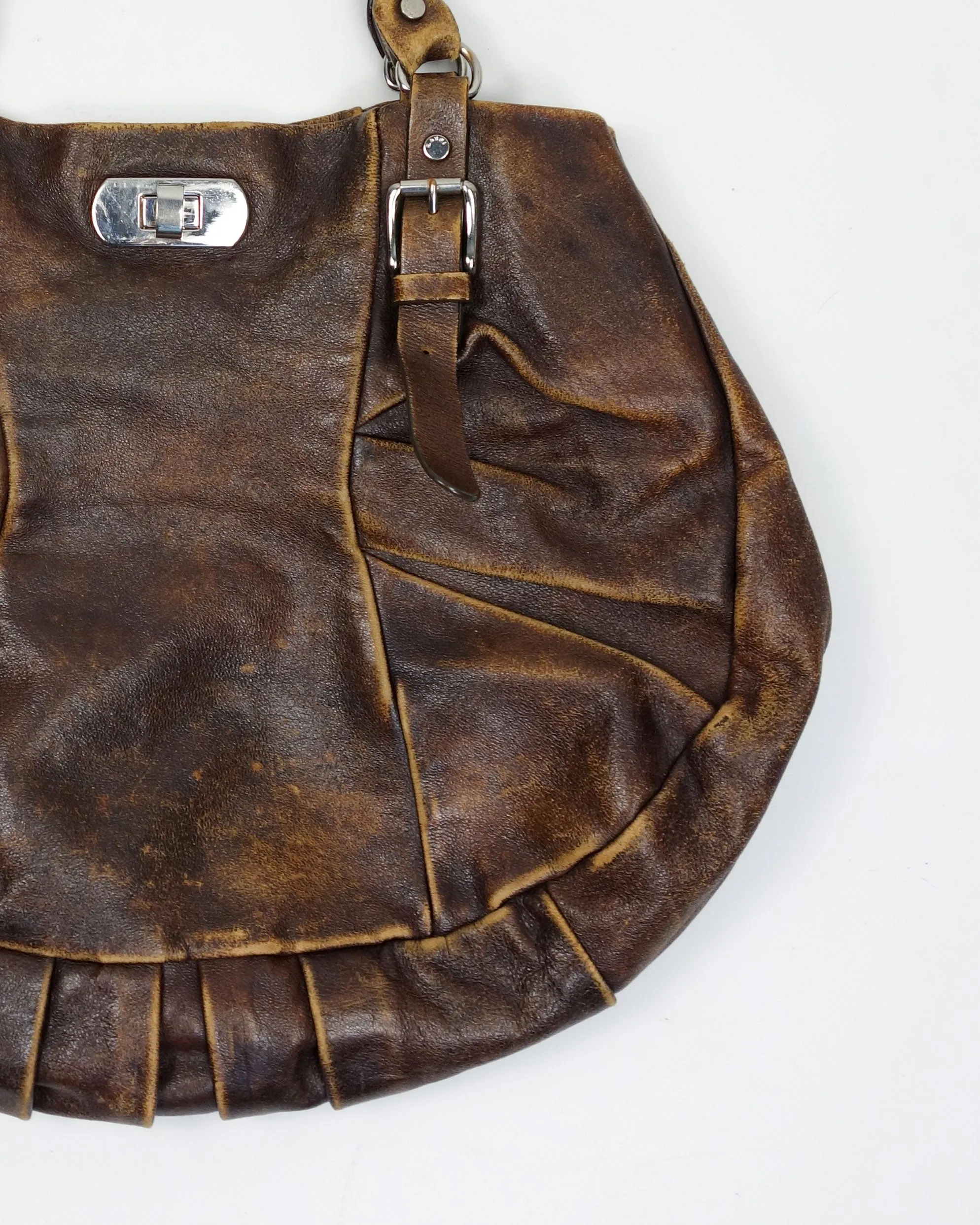 Marni Brown Distressed Leather Bag 2000's