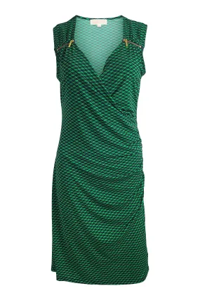 MICHAEL KORS Green Blue Abstract Print Sleeveless Dress (M)