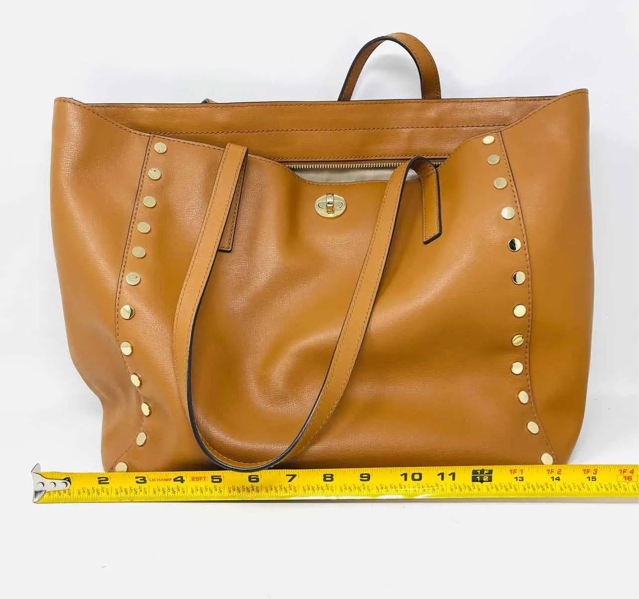 Michael Michael Kors Tan/Gold Turn-lock Leather Designer Tote