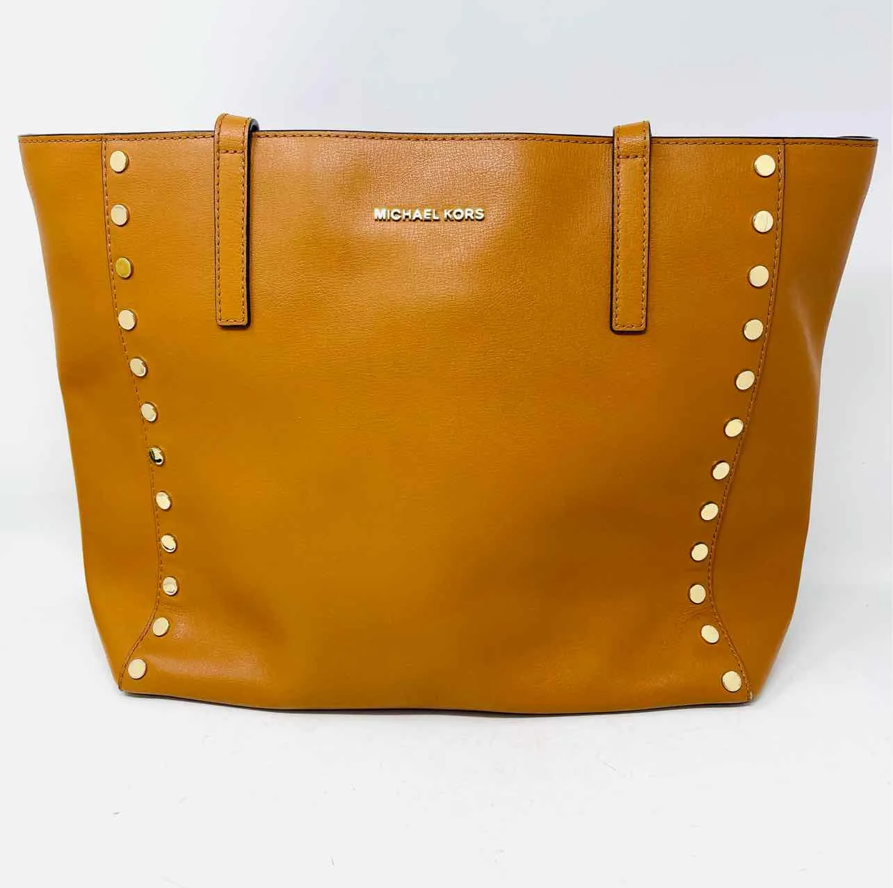 Michael Michael Kors Tan/Gold Turn-lock Leather Designer Tote