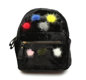 Multi Color Pom Poms Little Girls Backpack