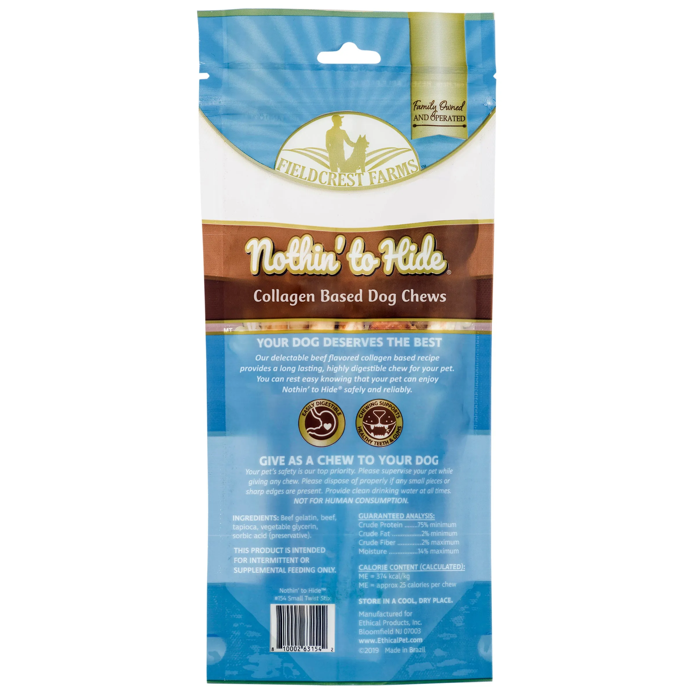 Nothin' to Hide Small Twist Stix 10pk Bag - Beef Flavor