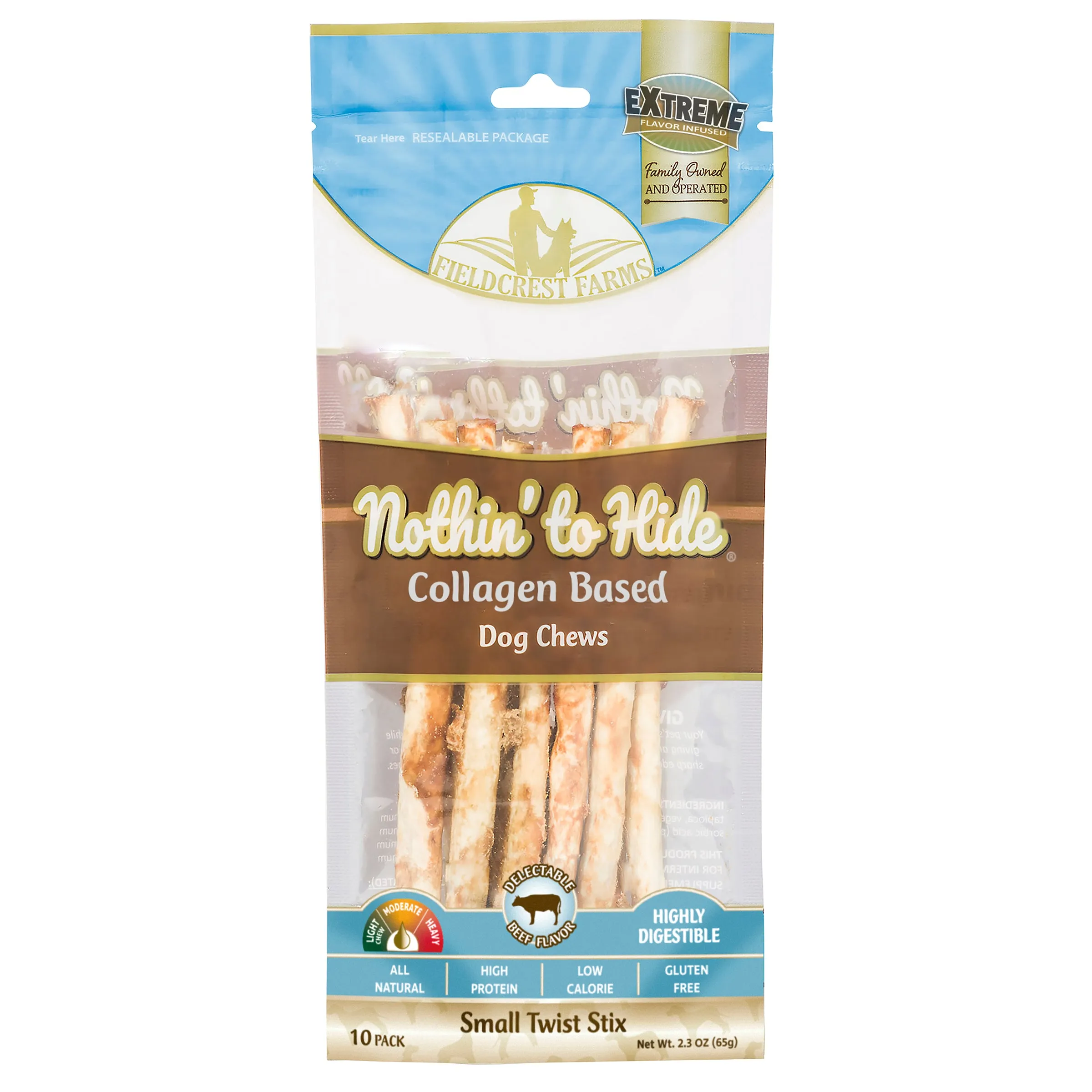 Nothin' to Hide Small Twist Stix 10pk Bag - Beef Flavor