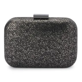 Olga Berg Black Metallic Clutch- negro