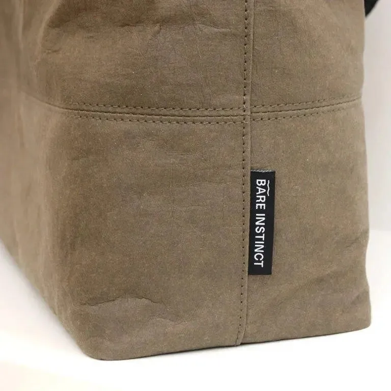 Olive vegan washable paper bag by Bare Instinct