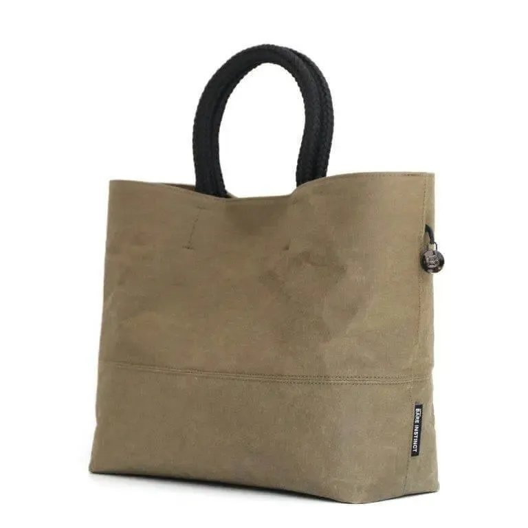 Olive vegan washable paper bag by Bare Instinct