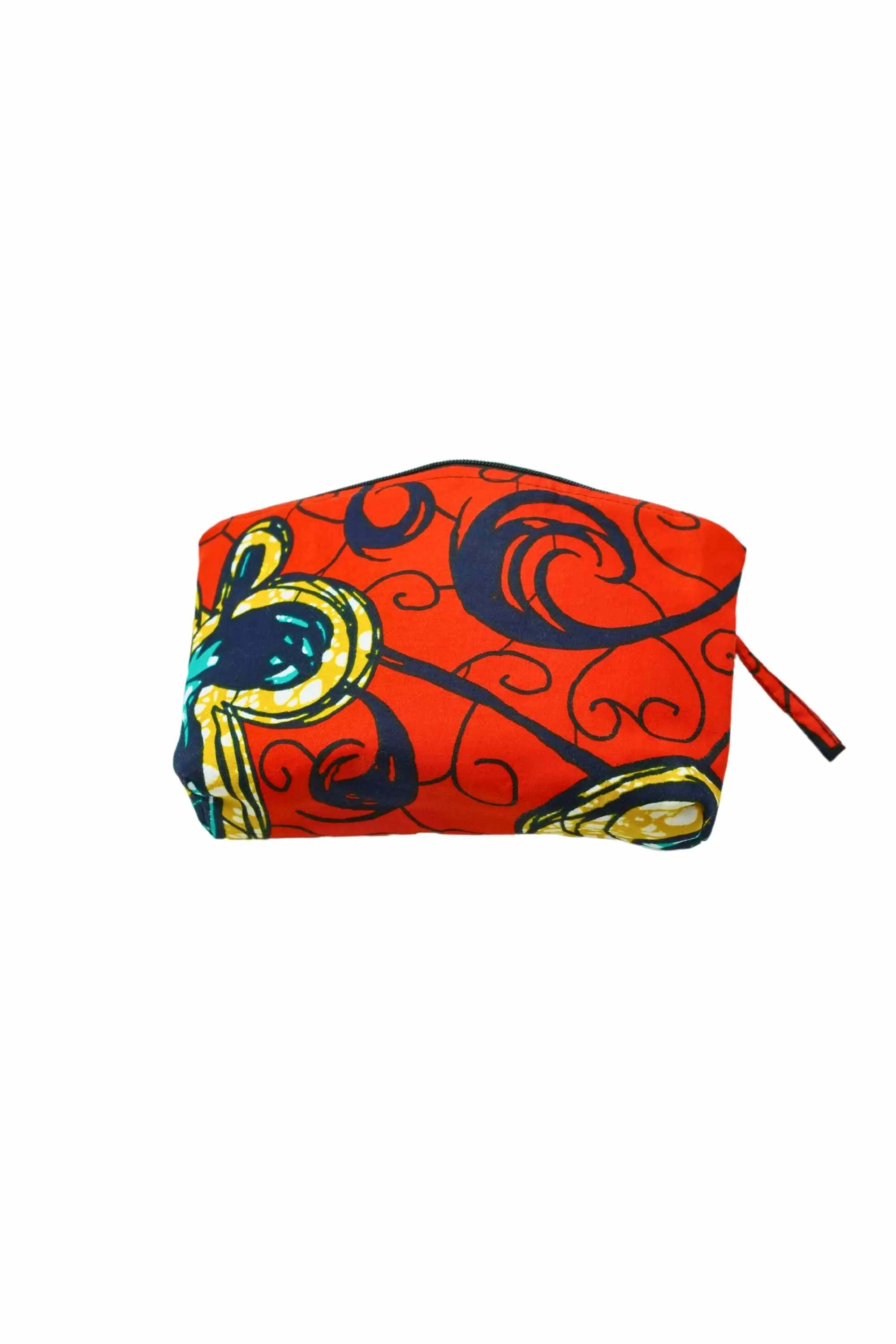 Paki Reversi Pouch Bag -  African Ankara Wax Cotton Print -15