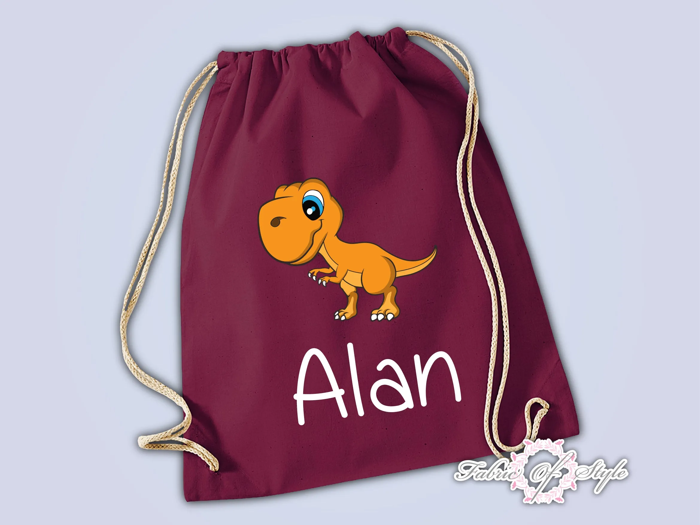 Personalised Any Name Dinosaur Girls Back To Drawstring Bag PE GYM School Kids